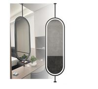 Miroir monté au plafond, miroir rotatif ovale à double face suspendu, miroir de salle de bain éclairé suspendu avec bouton tactile lumineux, pour salle de bain d'hôtel, vestiaire, salon, entrée (noi