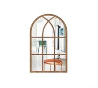 Miroir mural 3D imitation fenêtre en bois et acrylique - Miroir décoratif autocollant au design semi-circulaire pour salon, chambre à coucher et couloir - Montage facile sans outils, 42 x 27 cm, blanc