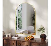 Miroir Mural 41 x 61 cm, Miroir d'arche avec Cadre en Métal, Miroir Décoratif, Pour Salle de Bain, Chambre, Salon, Or