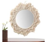 Miroir Mural à Suspendre avec Soleil et Lune - Décoration Murale bohème | Petit Miroir Rond décoratif bohème Antique pour Appartement, miroirs décoratifs en pour A