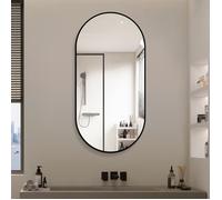 Miroir Mural Arche 60x120 cm Cadre Aluminium Noir, Miroir Argent Sans Cuivre HD, Design Moderne pour Salle de Bain ou Entrée