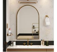 Miroir Mural Arche 61x91cm Or,Miroir de salle de bain avec Cadre en Alliage d'Aluminium pour Entrée Chambre Salon Salle de Bain
