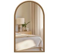 Miroir mural arche - HOMCOM - 110 x 65 cm Cadre en bois, Miroir arqué pour le salon, la chambre, l'entrée, brun foncé
