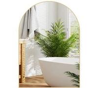 HomCom Miroir mural arqué 50 x 70 cm haute définition, cadre en alliage d'aluminium doré