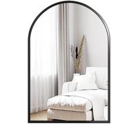 Miroir Mural Arqué 60×90cm, Grand Miroir de Maquillage avec Cadre en Alliage d'Aluminium pour Entrée Chambre Salon Salle de Bain Noir