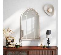 Miroir Mural Arqué 83 x 48 cm COSTWAY, Cadre en Métal, Miroir Décoratif Anti-Explosion Intérieur Extérieur pour Salon Entrée Jardin