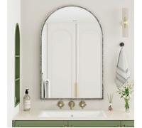 Miroir Mural Arqué Argent, 61x2.5x91cm, Salle De Bain Coiffeuse Salon Chambre Entrée, Décoration Murale Pol MIROIR DE SALLE DE BAIN