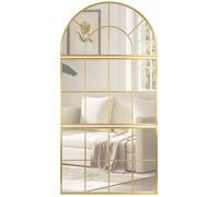 Miroir mural arqué - HOMCOM - en forme de fenêtre - ensemble 3 pièces - cadre en métal - pour salon, couloir - 76 x 150 cm - doré