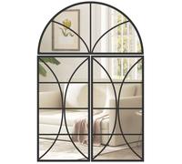 Miroir mural arqué - HOMCOM - lot de 3 pièces - verre trempé incassable, cadre en métal - 80x120cm - noir