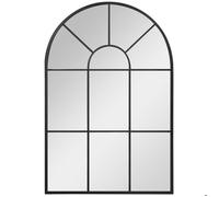 HOMCOM Miroir Mural arqué 91 x 60 cm, Miroir verrière Arche Style Industriel, Miroir de fenêtre arqué avec Cadre métallique, pour Salon, Chambre, Couloir, Noir