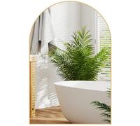 Miroir mural arqué - Miroir mural arqué - 60 x 90 cm - avec cadre en alliage d'aluminium - pour chambre, salon, entrée - or