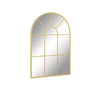 HomCom Miroir mural arqué 91×60 cm – style verrière arche industrielle, cadre métallique doré