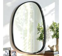 Miroir mural asymétrique - Cadre en bois - Forme irrégulière - Ovalé - Unique - Décoratif - Salle de bain - Chambre à coucher - Salon