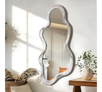 Miroir Mural Asymétrique Cadre en Bois Moderne - Forme Irrégulière Nuage Unique et Élégant pour Vestiaire, Chambre, Salon, Salle de Bain, Entrée
