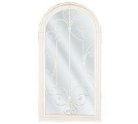 Miroir Mural au Style Vintage en Forme de Fenêtre au Contour Métallique Blanc avec Effet Rouille et Décoration Baroque Beliani
