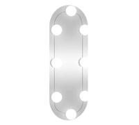 Miroir mural avec lumières LED, 15 x 40 cm, miroir ovale en verre, alimenté par USB, lumière blanc chaud et blanc froid, idéal pour salle de bain, chambre à coucher, couloir, garde-robe, maquillage et