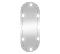 Miroir mural avec lumières LED 30 x 70 cm en verre ovale, éclairage pour salle de bain, chambre à coucher, salon, miroir cosmétique avec USB, miroir de maquillage, montage mural, décoration