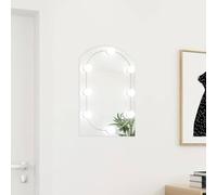 Miroir mural avec lumières LED 60 x 40 cm en verre en forme d'arc avec éclairage pour salle de bain, chambre à coucher, couloir, maquillage et décoration