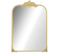 Miroir mural baroque en métal doré 60x87cm pour salon chambre salle de bain,miroir décoratif rectangulaire avec cadre fleuri élégant
