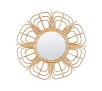Miroir mural Boho en Rotin Nat_reo Cadre Forme de FLeur Rond 60 cm Pasaku