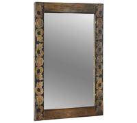 vidaXL Miroir Mural Blanc 70 x 50 cm Bois de Mangue Massif, Miroir rectangulaire stylé pour Salle de Bain, entrée ou Chambre, Fixation Murale, Cadre en Bois, Design déco Pratique