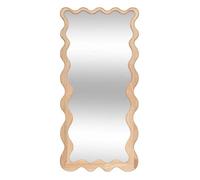 Atmosphera - Miroir Mural Brooke Beige, 100 x 48 cm, Cadre en Bois Ondulé - pour Entrée, Chambre, Salon