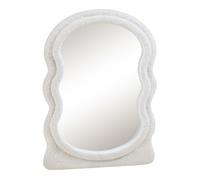 Miroir mural Brummen cadre en tissu peluche 80 x 60 cm blanc