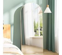 Miroir mural corporel, 165x60 cm, grand miroir de sol, cadre en alliage d'aluminium doré, miroir incurvé pouvant être debout, suspendu ou posé, idéal pour chambre à coucher ou salon