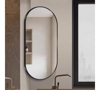 Miroir Mural d'angle Pivotant, Miroir d'angle Mural,Ovale Miroir De Salle De Bain,30x50cm 35x60cm 30x60cm 40x70cm 50 X 90cm Miroir Décoratif avec Cadre en Aluminium(Black,W40xL70cm)