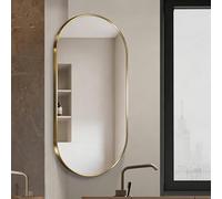 Miroir Mural d'angle Pivotant, Miroir d'angle Mural,Ovale Miroir De Salle De Bain,30x50cm 35x60cm 30x60cm 40x70cm 50 X 90cm Miroir Décoratif avec Cadre en Aluminium(Gold,W30xL50cm)