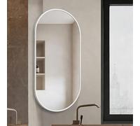 Miroir Mural d'angle Pivotant, Miroir d'angle Mural,Ovale Miroir De Salle De Bain,30x50cm 35x60cm 30x60cm 40x70cm 50 X 90cm Miroir Décoratif avec Cadre en Aluminium(White,W40xL80cm)