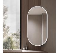 Miroir Mural D'angle Pivotant Miroir Mural Rotatif Avec Cadre En Métal Miroir De Salle De Bain Ovale 30x50 35x60 40x80cm Miroir Décoratif De Maquillage Rotatif Et Rétractable(White,W30xH50cm)