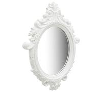 Miroir mural de style château avec cadre décoré, blanc, 56 x 76 cm, miroir ovale pour couloir, chambre à coucher, salle de bain, salon, décoration et maquillage