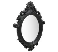 Miroir mural de style château avec cadre en bois noir - 56 x 76 cm - Miroir baroque ovale pour salon, chambre à coucher, couloir et salle de bain