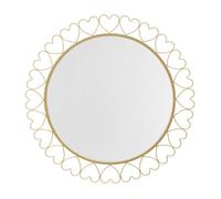 Mauro Ferretti Miroir mural Heart Doré – rond, cœurs en métal doré – Ø 80x2,5 cm