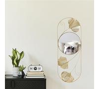 Miroir Mural Décoratif,Feuille De Ginkgo Décoration Murale et Miroir Mural Vintage Suspendu,Miroirs Muraux Décoratifs en Métal pour Salon,Miroir décoratif Moderne, Cadeau pour Femmes et Mamans