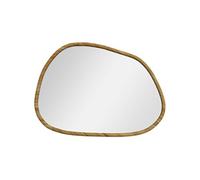 HOMCOM Miroir mural forme organique 70 x 50 cm cadre bois de pin verni horizontal/vertical naturel