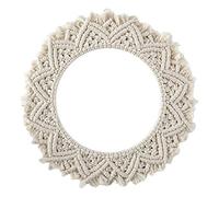 Miroir mural décoratif tissé en macramé rond | Miroir mural bohème pour appartement, salon, chambre à coucher