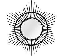 Paris prix Miroir mural rond en rotin - Noir