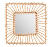 Miroir Mural Design Rotin Carré 40cm Beige