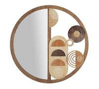 Miroir mural en bois brun Ø 80x3 cm