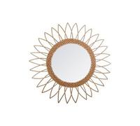Miroir mural en MDF et saule coloris beige - Dim : L.50 x l.2,8 x H.50 cm --