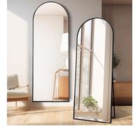 Miroir mural et sur pied arqué 180x80 cm, miroir de sol, miroir autoportant noir, cadre en alliage d'aluminium