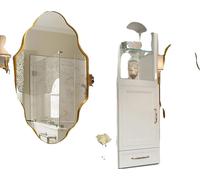 Miroir mural, forme irrégulière, design moderne, cadre doré en forme de lanterne