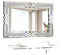 Miroir Mural, Forme Rectangulaire, Fini Décoratif Étincelant, Miroir, Mur, Meuble, Variante : Argent 100x70cm