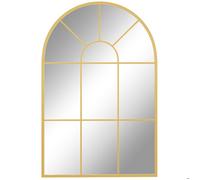 HomCom Miroir mural arqué 91×60 cm – style verrière arche industrielle, cadre métallique doré