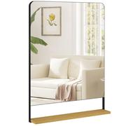 Miroir mural - HOMCOM - étagère en bois - rectangulaire - moderne - cadre en métal - 80 x 60 cm - noir