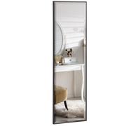 HomCom Miroir mural 120x35 cm – film sécurité anti-déflagrant, cadre alu noir, attache incluse