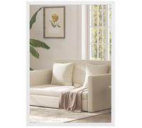 HOMCOM Miroir Mural Rectangulaire 50 x 70 cm, Cadre en Bois Blanc