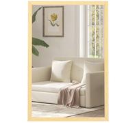 HOMCOM Miroir Mural Rectangulaire 60 x 40 cm, Cadre en Bois Naturel